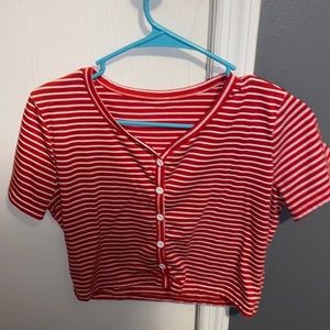 Red stripped crop top